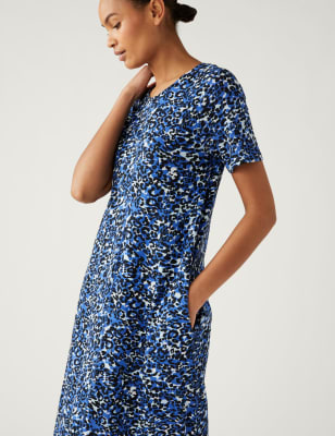 Pure Cotton Printed Midaxi T-Shirt Dress