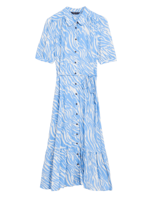 

Womens M&S Collection Animal Print Midaxi Shirt Dress - Blue Mix, Blue Mix