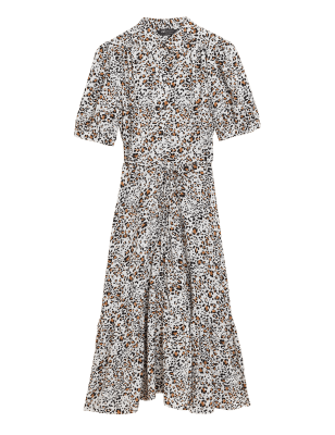 

M&S Collection Vestido maxi a media pierna camisero con estampado animalWomens - Natural Mix, Natural Mix