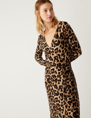 Jersey wrap midi outlet dress