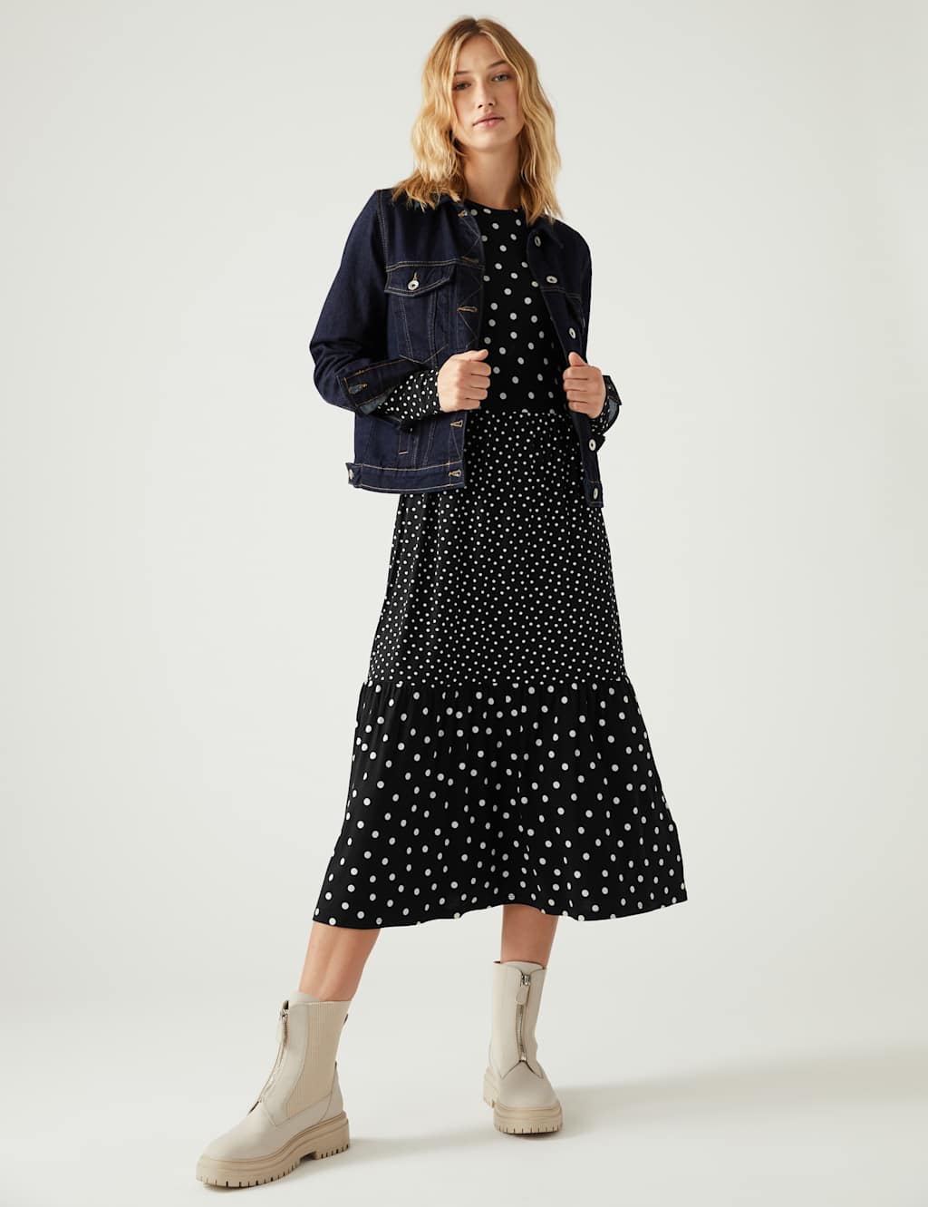Jersey Printed Round Neck Midi Tiered Dress image 2