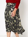 Floral Print Fit & Flare Midi Skirt