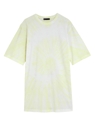 

Womens M&S Collection Pure Cotton Tie Dye T-Shirt Dress - Yellow Mix, Yellow Mix