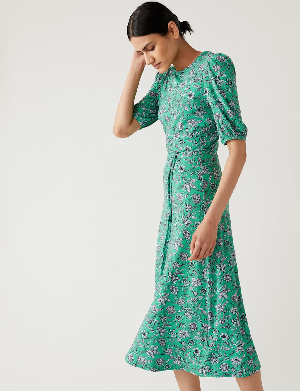 Jersey Printed Belted Midi Tea Dress image 3