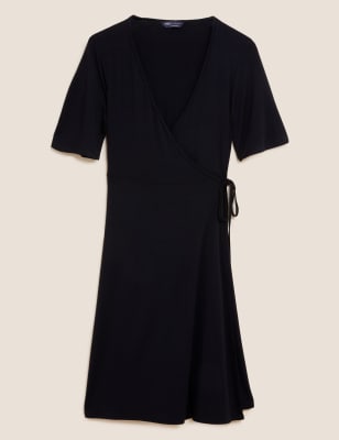 Jersey Knee Length Wrap Dress