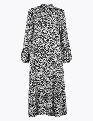 m and s pink leopard print dress