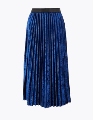 marks and spencer velvet pleated skirt