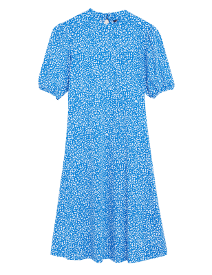 

Womens M&S Collection Knielanges Skaterkleid aus Jersey mit Muster - Blue Mix, Blue Mix