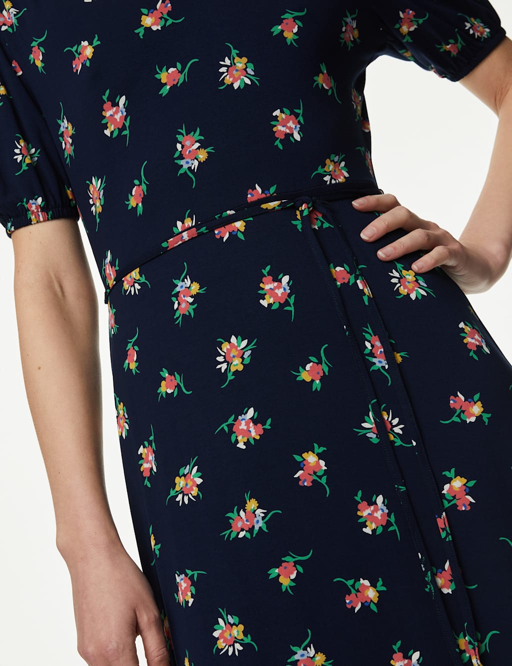 Jersey Printed V-Neck Midi Tea Dress image 2