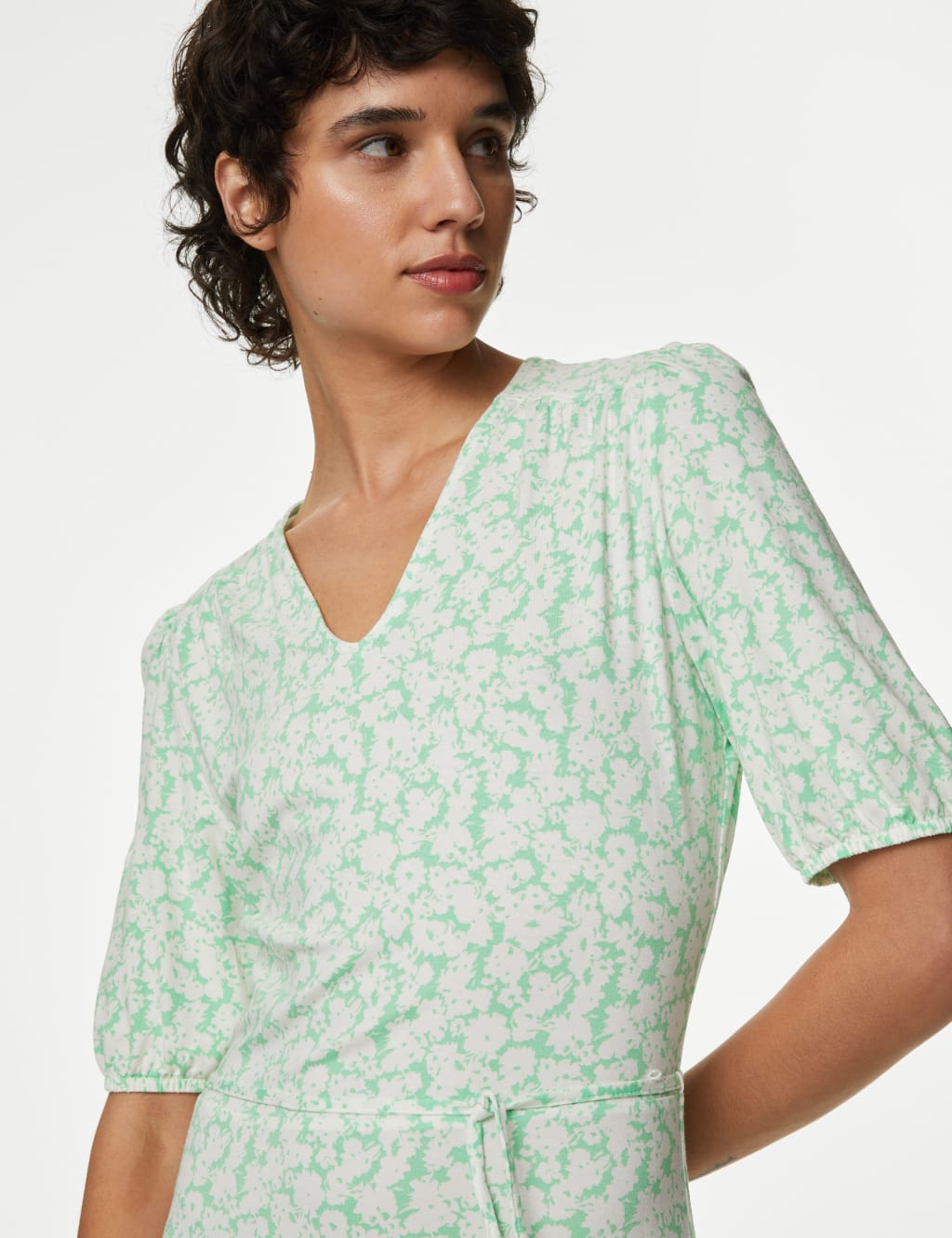 Jersey Printed V-Neck Midi Tea Dress image 2