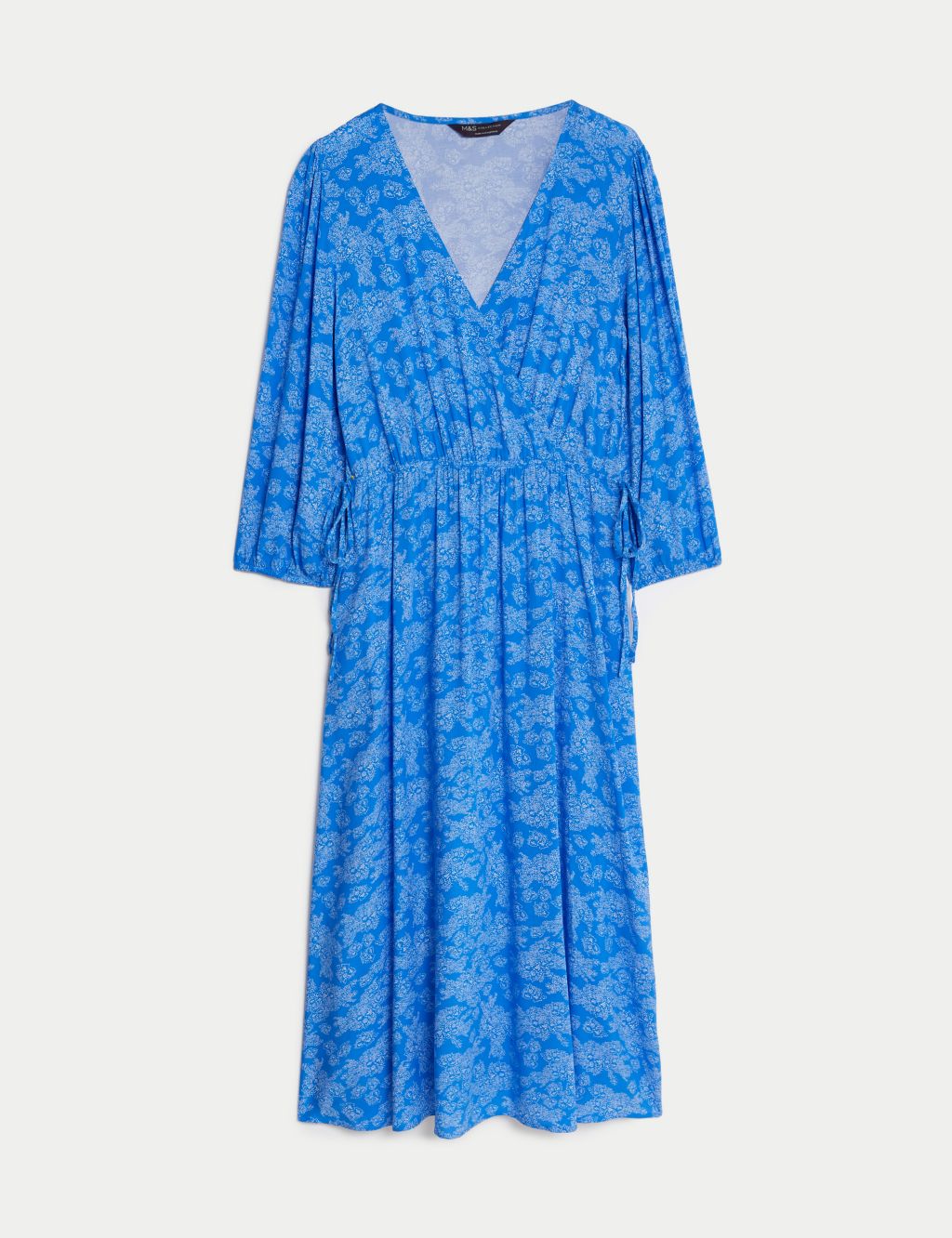 Printed V-Neck Midi Waisted Dress image 2