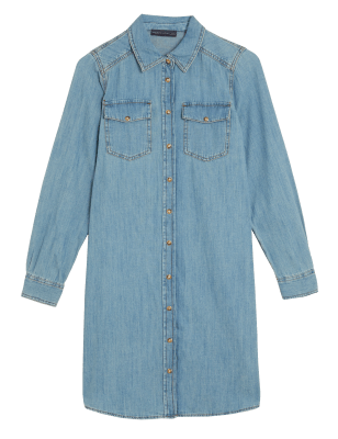 

Womens M&S Collection Knielanges Shirtkleid aus Denim, Denim
