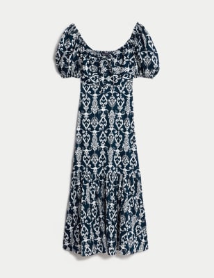 Pure Cotton Printed Maxi Tiered Dress