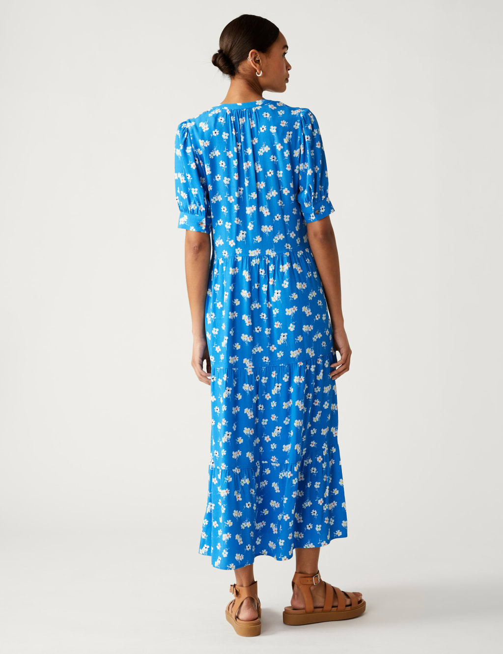 Printed V-Neck Midi Tiered Dress image 4