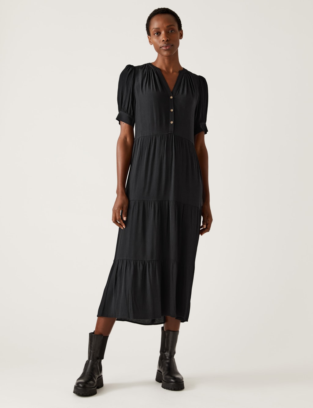 Floral V-Neck Midi Tiered Dress image 2