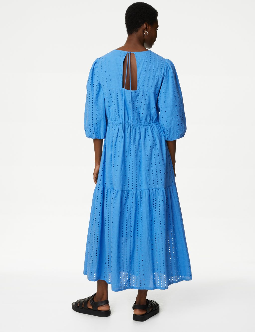 Pure Cotton Broderie Midi Tiered Dress image 4