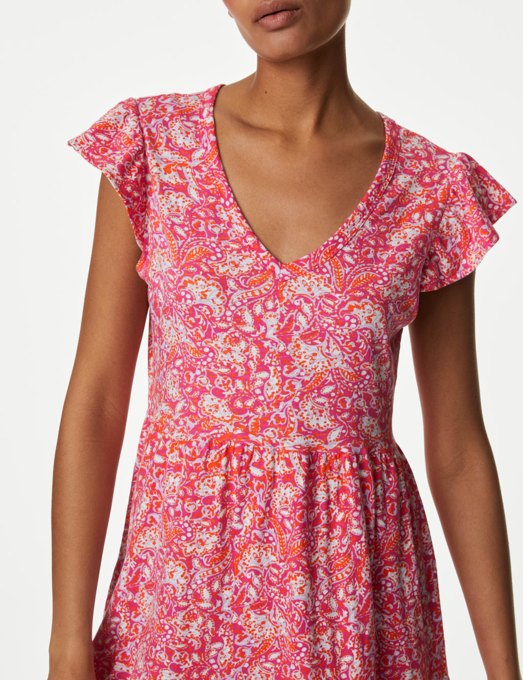Pure Cotton Jersey Printed Midi Tiered Dress image 2