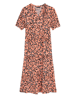 

Womens M&S Collection Animal Print Midi Smock Dress - Orange Mix, Orange Mix