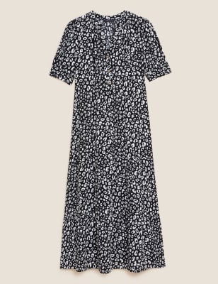 

Womens M&S Collection Animal Print Midi Smock Dress - Black Mix, Black Mix