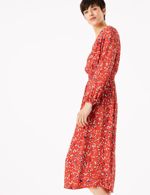 Animal Print Waisted Midi Dress | M&S Collection | M&S