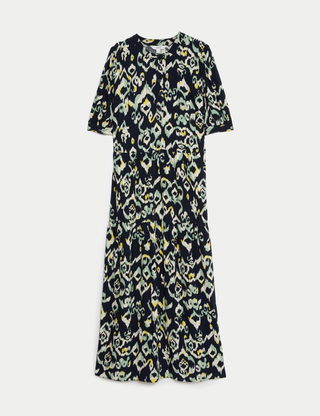 Printed Round Neck Midi Tiered Dress image 2