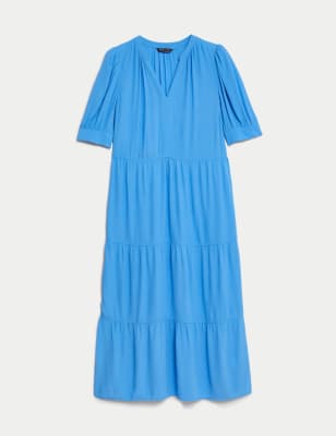 

M&S Collection Vestido informal a media pierna en capas de escote en picoWomens - Blue, Blue