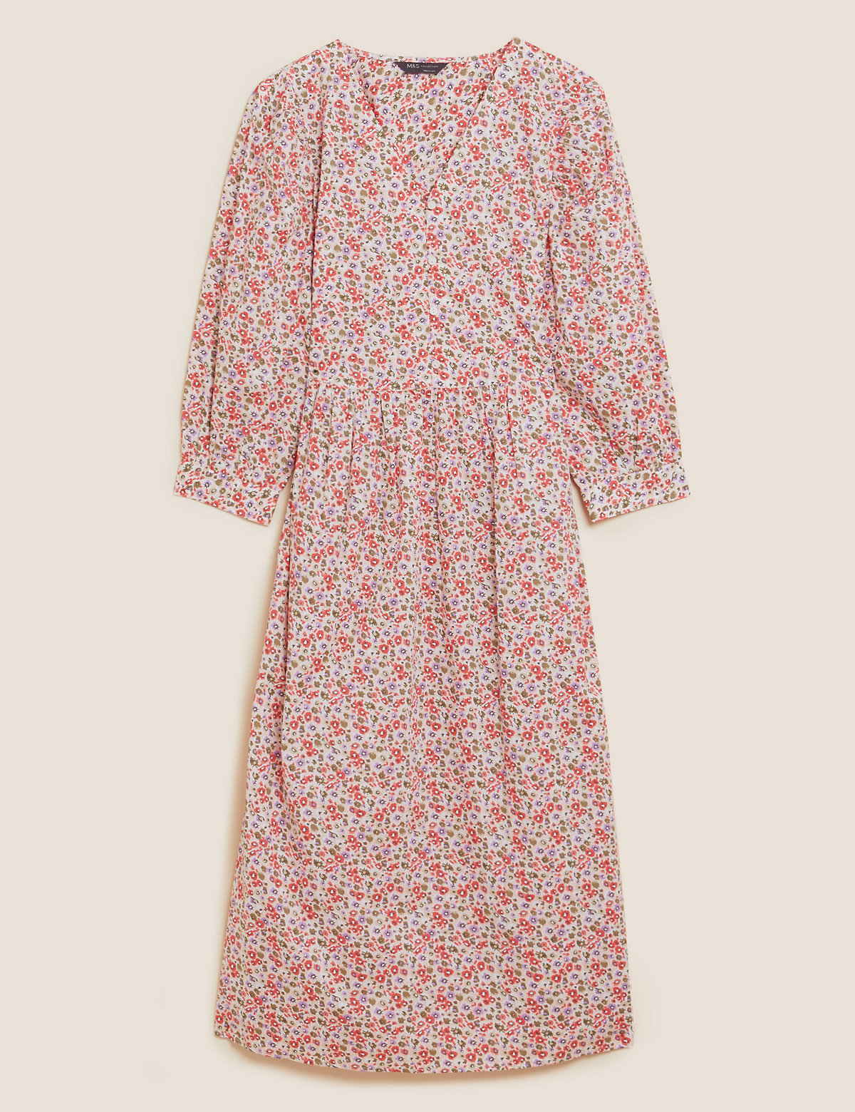 Pure Cotton Ditsy Floral Midi Relaxed Dress