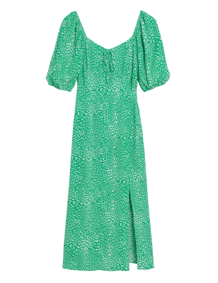 

Womens M&S Collection Floral Sweetheart Neckline Midi Tea Dress - Green Mix, Green Mix