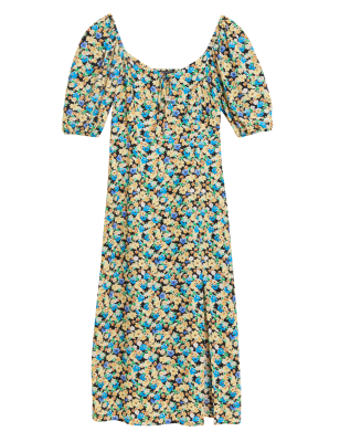 

Womens M&S Collection Floral Sweetheart Neckline Midi Tea Dress - Multi, Multi