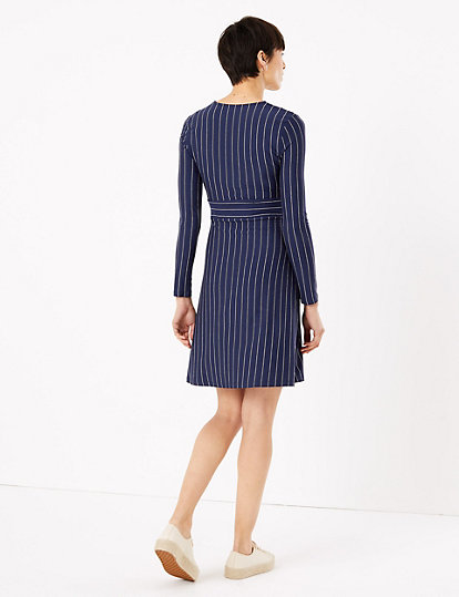 Jersey Striped Fit & Flare Mini Dress