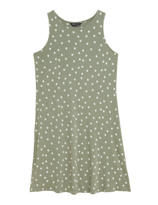 

M&S Collection Minivestido holgado de punto estampado con cuello redondoWomens - Khaki Mix, Khaki Mix