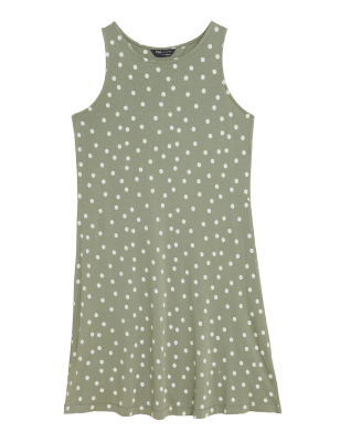 

Womens M&S Collection Jersey Printed Round Neck Mini Swing Dress - Khaki Mix, Khaki Mix