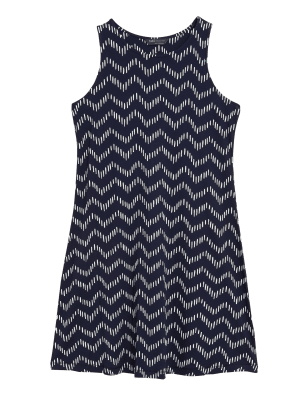 

M&S Collection Minivestido holgado de punto estampado con cuello redondoWomens - Blue Mix, Blue Mix