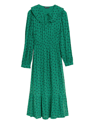 

M&S Collection Vestido a la cintura estampado a media pierna con cuelloWomens - Green Mix, Green Mix
