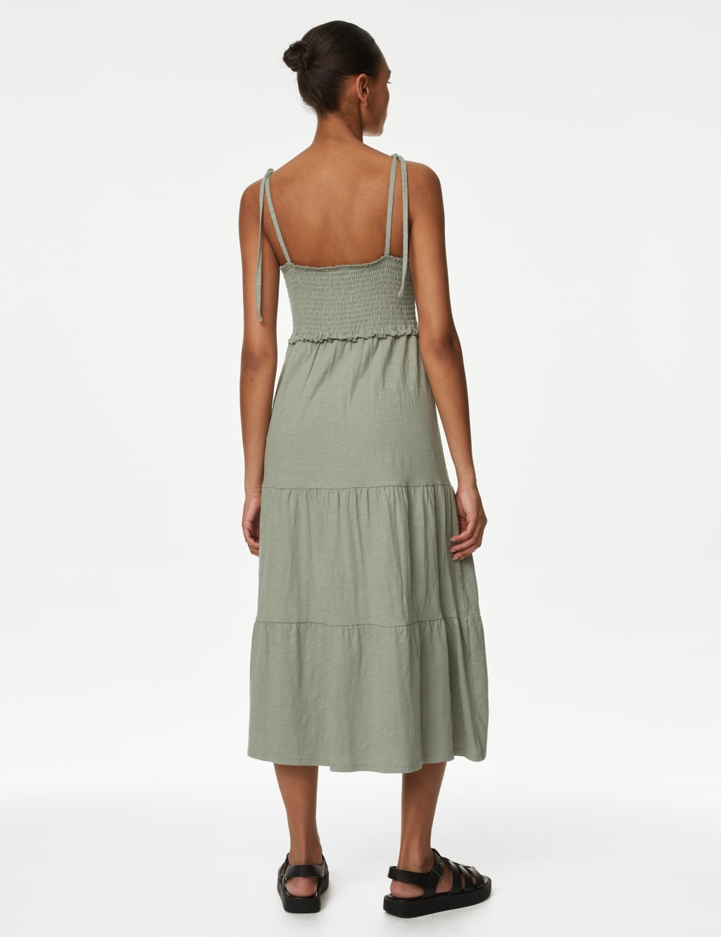 Pure Cotton Jersey Shirred Midi Dress image 2