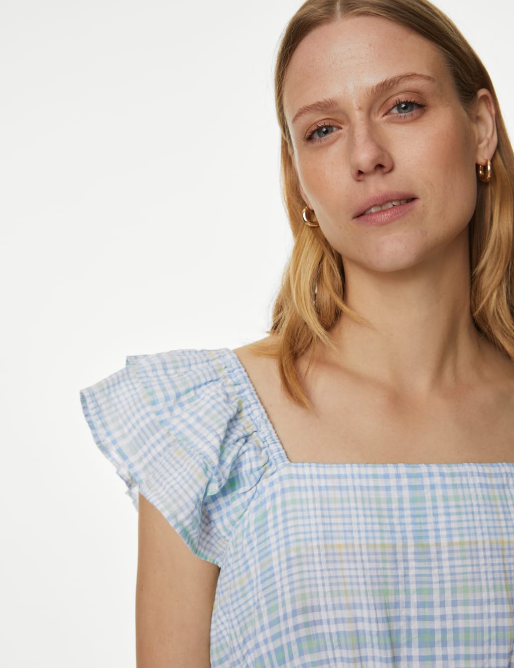 Checked Frill Sleeve Tiered Midi Dress image 2