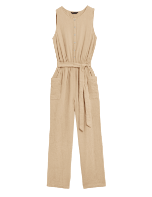 

Womens M&S Collection Pure Cotton Belted Utility Jumpsuit - Neutral, Neutral