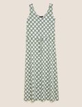 Linen Rich Printed Midaxi Waisted Dress