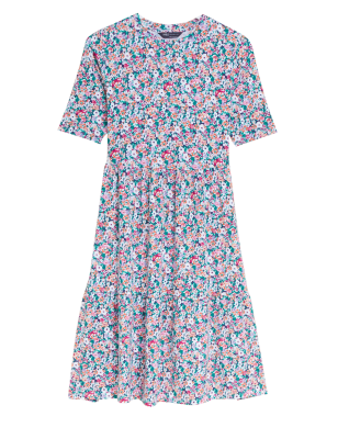 

Womens M&S Collection Stufenkleid aus Jersey mit Blümchenmuster - Multi, Multi