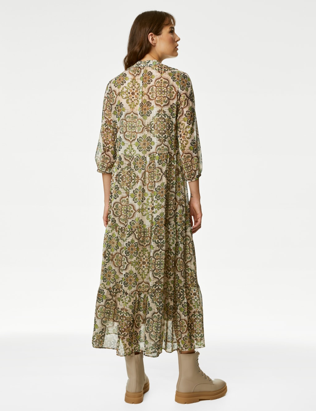 Printed V-Neck Midaxi Tiered Dress image 5