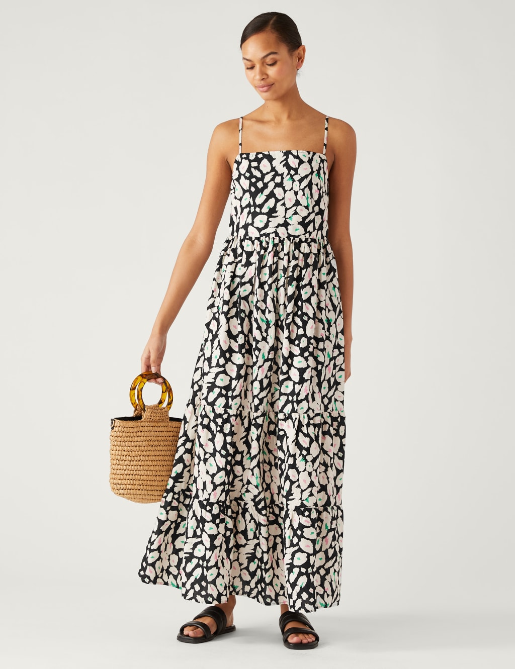 Pure Cotton Printed Midaxi Tiered Dress image 1