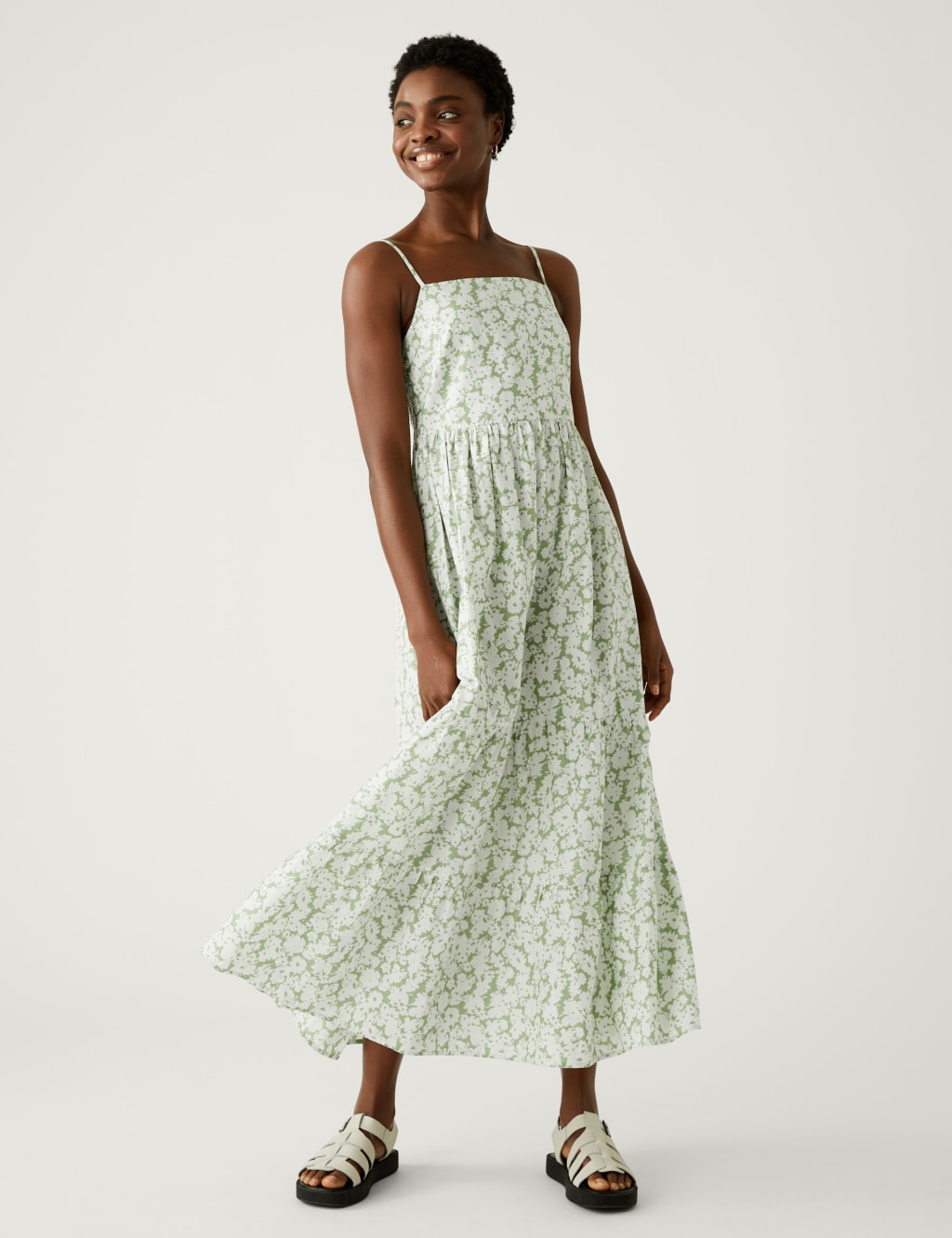 Pure Cotton Printed Midaxi Cami Dress image 3