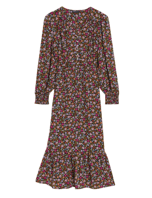 

M&S Collection Vestido en capas a media pierna de escote en pico con estampado de florecillas y transparenciasWomens - Multi, Multi