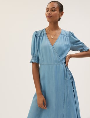 Tencel wrap sale dress