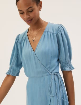 Topshop blue wrap on sale dress