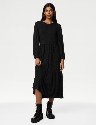 Marks and spencer 2025 black midi dress