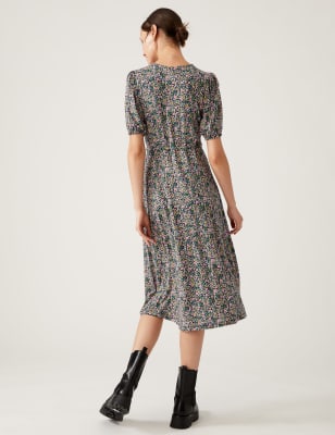 Jersey Ditsy Floral Midi Tea Dress