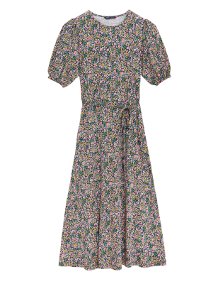 

Womens M&S Collection Jersey Ditsy Floral Midi Tea Dress - Autumn Multi, Autumn Multi