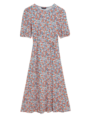 

Womens M&S Collection Jersey Ditsy Floral Midi Tea Dress - Multi, Multi