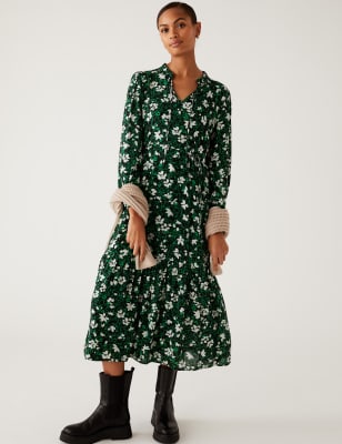 Arket floral outlet crepe dress